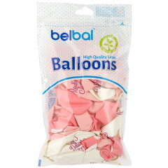 Воздушный шар латексный с рисунком 14" пастель шелкография Привет Мир! Девочка!