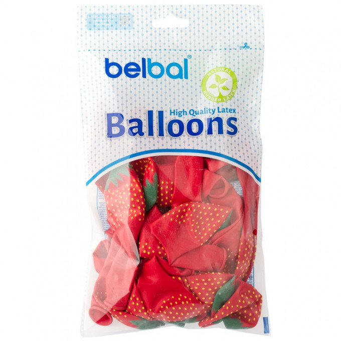 Воздушный шар латексный с рисунком 14" пастель шелкография Клубника