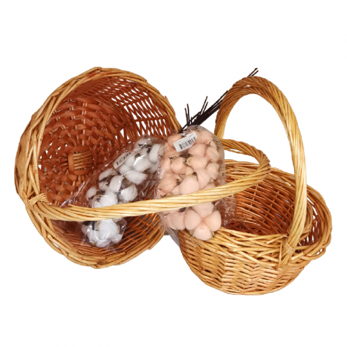 Корзина Ива Круг 33*33*13, 29*29*12, 23*23*10 Медовый из 3 шт