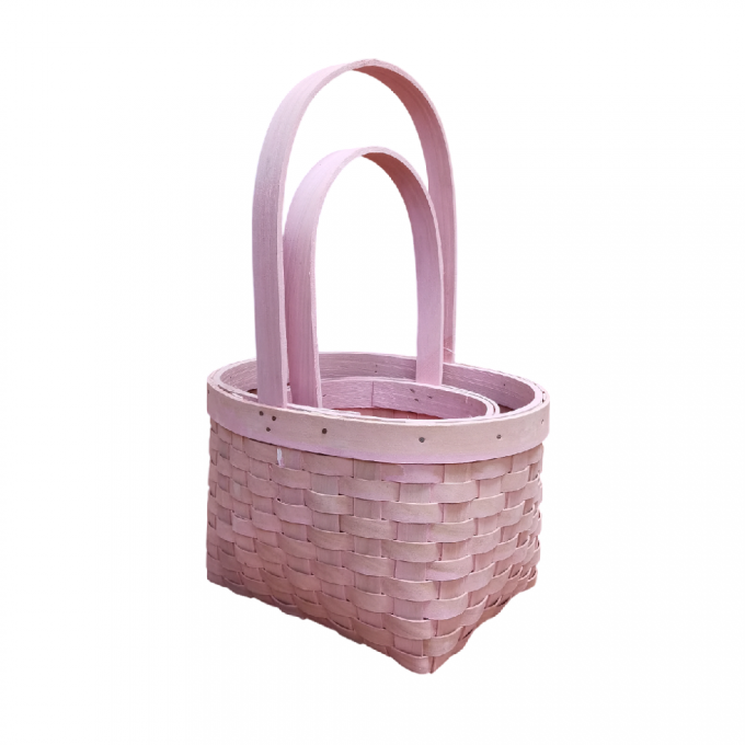 Набор корзин из 2 шт Береста (секвойя) Овал 22*17*12,5/32,5 см 16*12*12/27 см Розовый