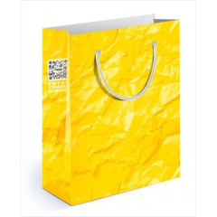 Пакет подарочный 11х13,5х6см (S)  "Мятая  бумага желтая"