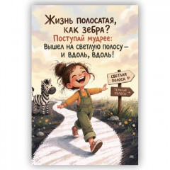 Открытка с конвертом Жизнь полосатая, как зебра?