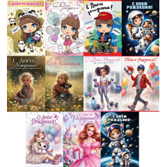 Открытка С Днем рождения! Детский Микс (11в*2)
