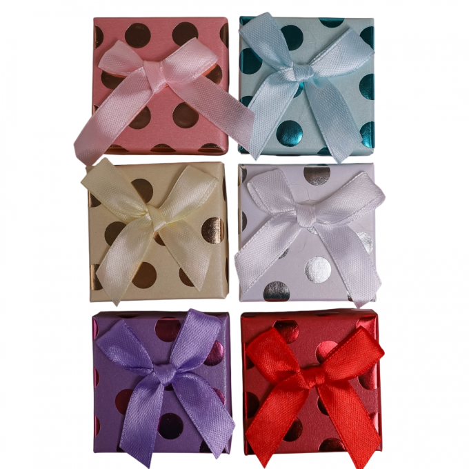 Коробка ювелирная 5*5*3,3 см Горошек Микс