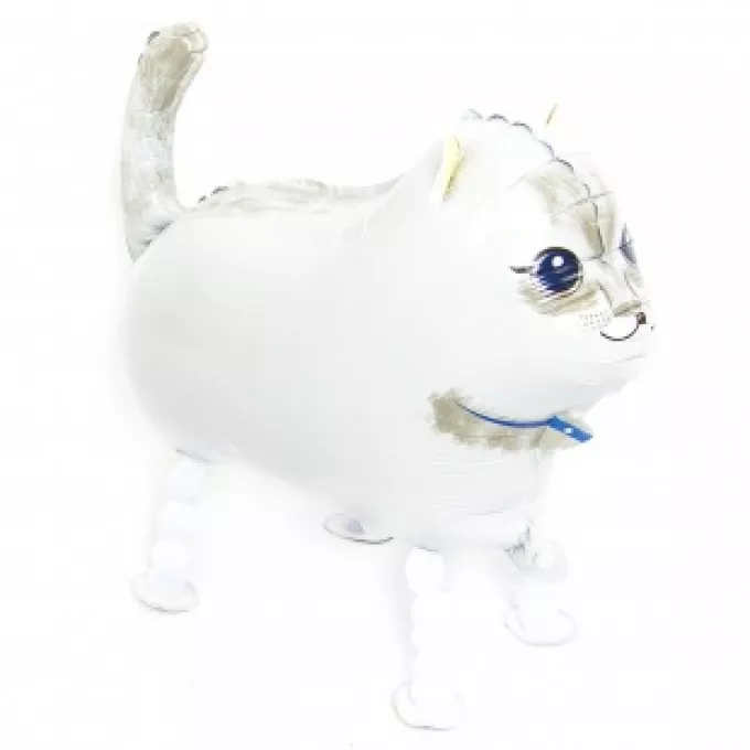 Воздушный шар фольгированный  24''/61 см Ходячая Фигура, Кошка, Белый, 1 шт.