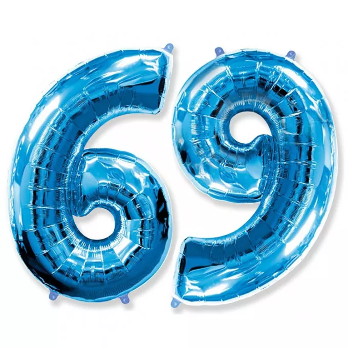 Воздушный шар фольгированный ЦИФРА 6/9 40"/102 см Синий/Blue в упаковке