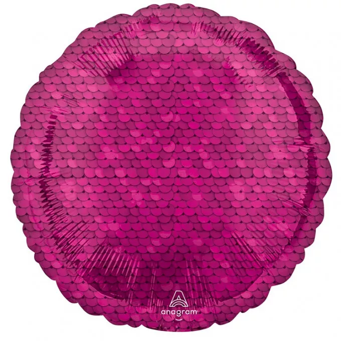 Воздушный шар фольгированный без рисунка КРУГ 18" Пайетки Pink