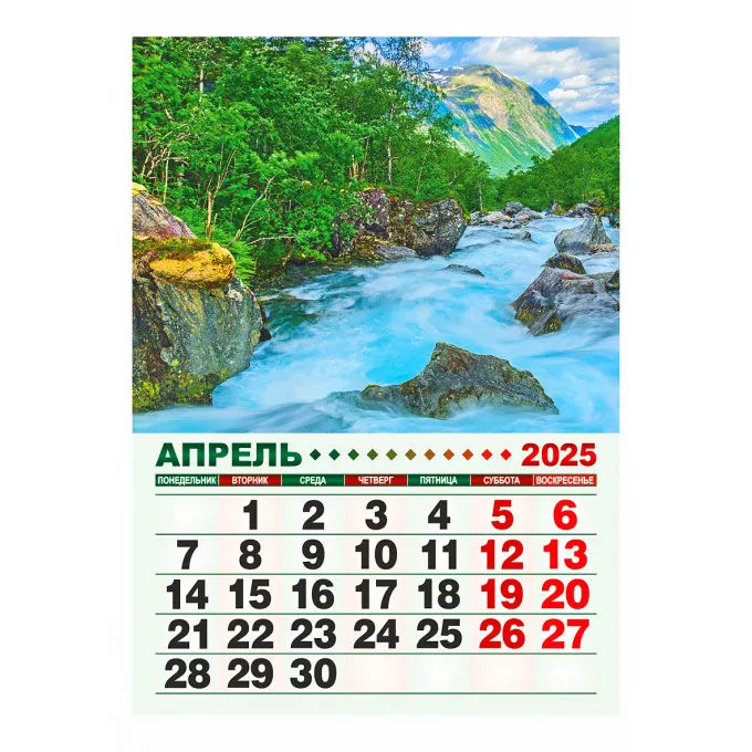 Календарь отрывной на магните "Речные пейзажи" на 2025 год
