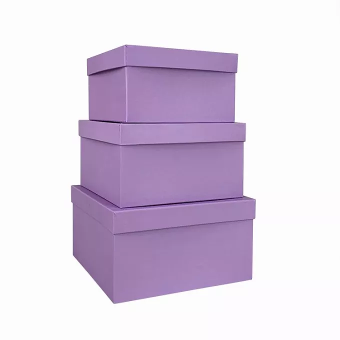 Коробка подарочная набор из 3 шт Квадрат ЛАВАНДА 19,5*19,5*11см