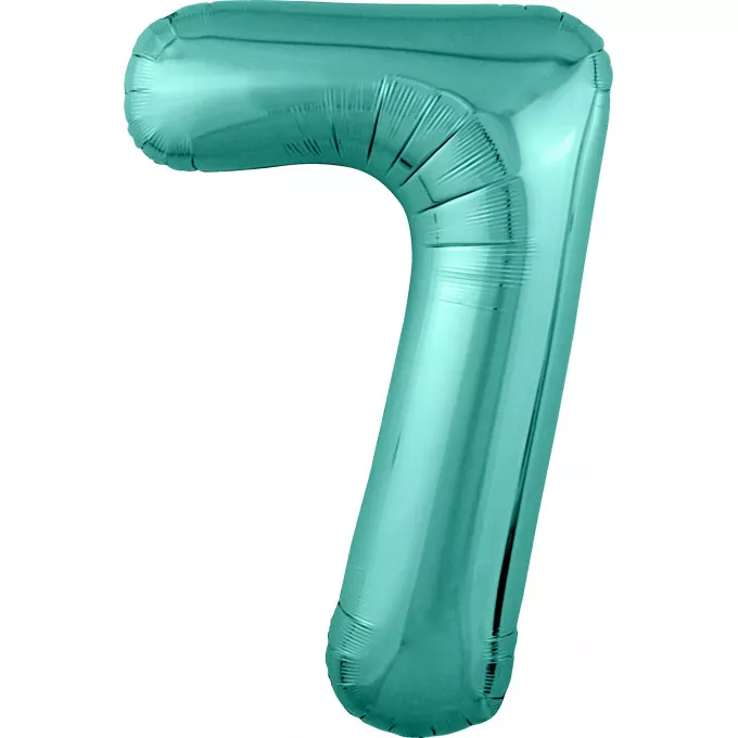 Воздушный шар фольгированный 40\'\'/102 см Цифра "7" Бискайский зеленый Slim в упаковке