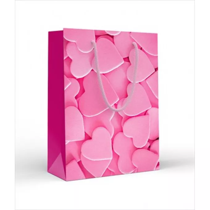Пакет подарочный (MS) 13,5х18х6 см  Розовые сердечки
