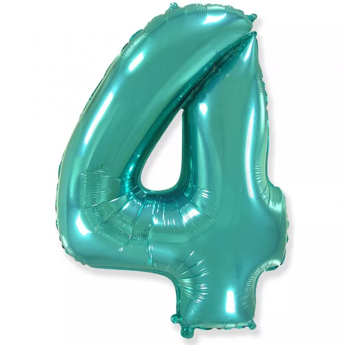 Воздушный шар фольгированный ЦИФРА 4 40"/102 см Тиффани/Tiffany упаковке