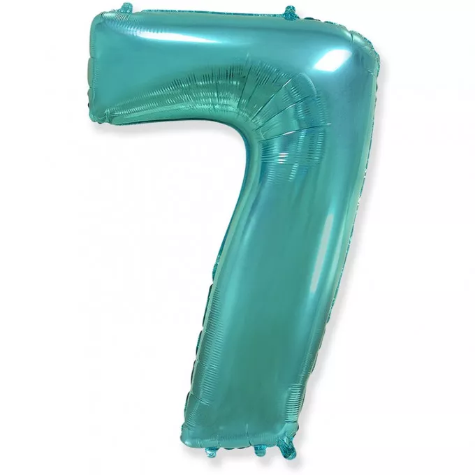 Воздушный шар фольгированный ЦИФРА 7 40"/102 см Тиффани/Tiffany в упаковке
