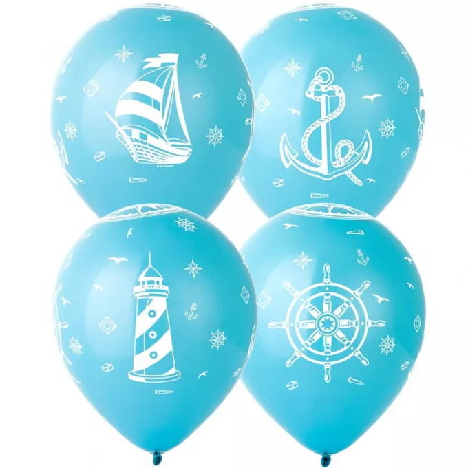 Воздушный шар латексный шелк 12" Морская тематика