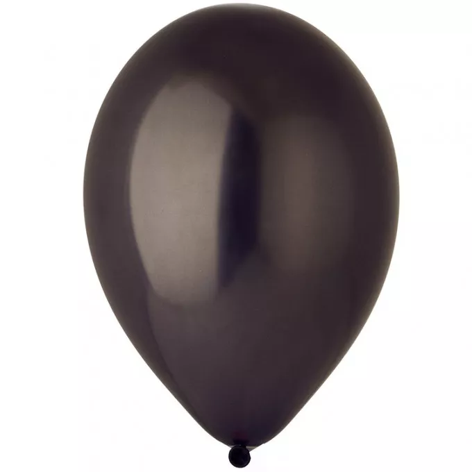 Воздушный шар латексный без рисунка 12"/65 Металлик Черный/Black