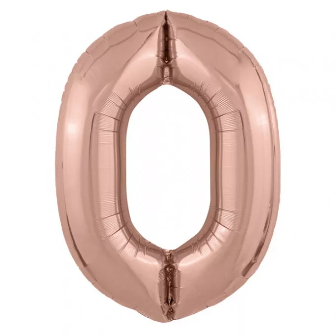 Воздушный шар фольгированный 40\'\'/102 см Цифра "0" Розовое Золото Slim в упаковке