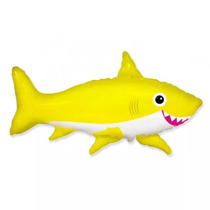 Воздушный шар фольгированный фигура 39" Фигура Акула веселая желтая 99 см