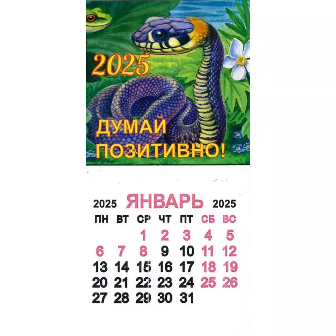 Календарь на магните на 2025 год с отрывным блоком Думай позитивно!