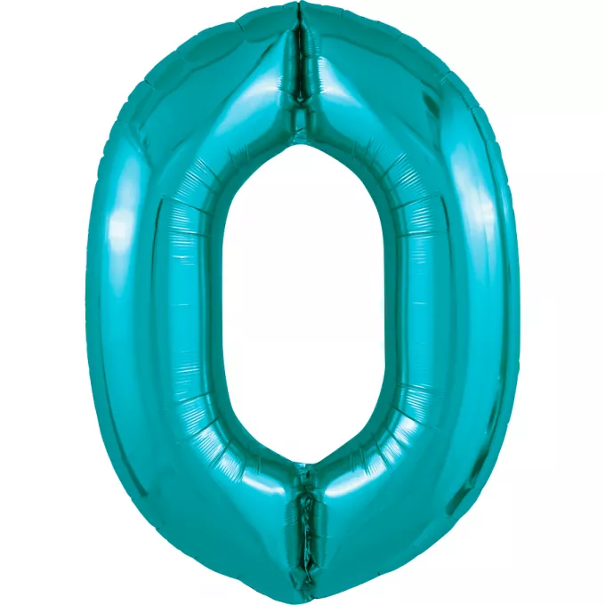 Воздушный шар фольгированный 40\'\'/102 см Цифра "0" Океан Slim в упаковке