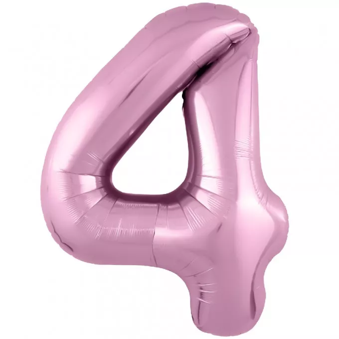 Воздушный шар фольгированный 40\'\'/102 см Цифра "4" Розовый Фламинго Slim в упаковке