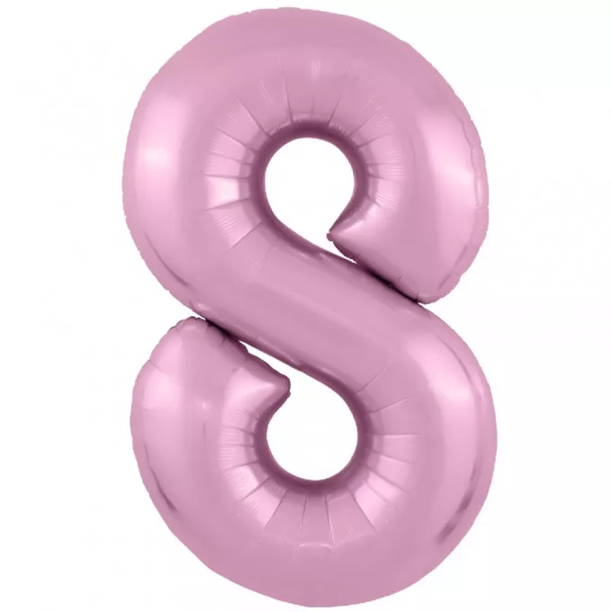 Воздушный шар фольгированный 40\'\'/102 см Цифра "8" Розовый Фламинго Slim в упаковке