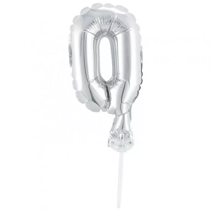 Воздушный шар фольгированный 5" Цифра-топпер 0 Silver