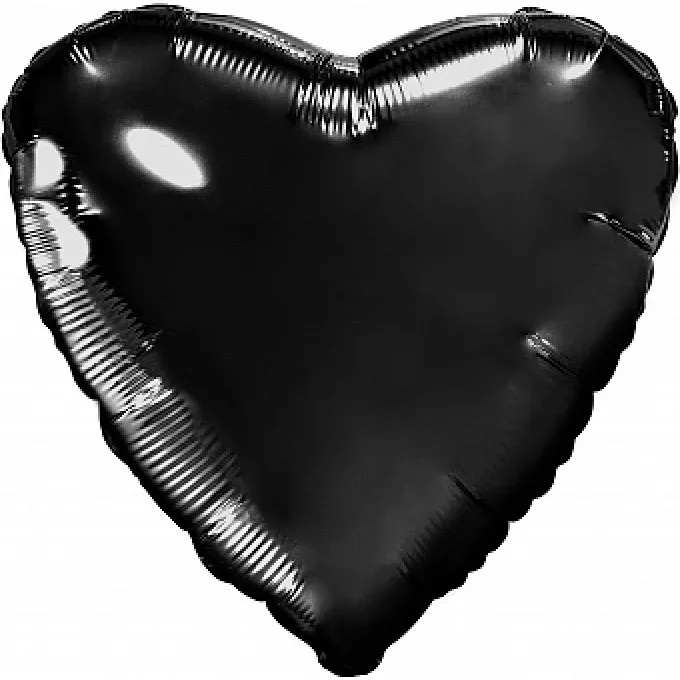 Воздушный шар фольгированный без рисунка 19"/48 см Сердце Черный