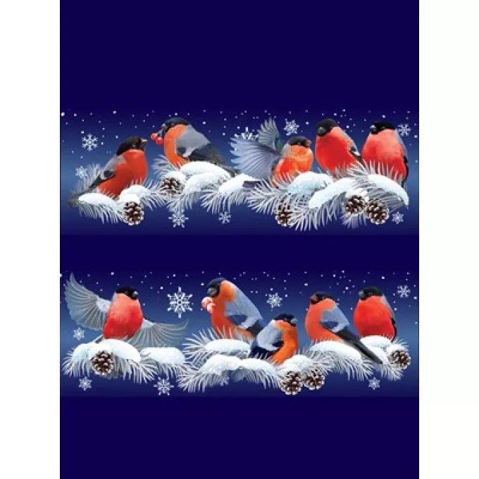 Новогодние наклейки-бордюры на окна "Зимный танец снегирей"
