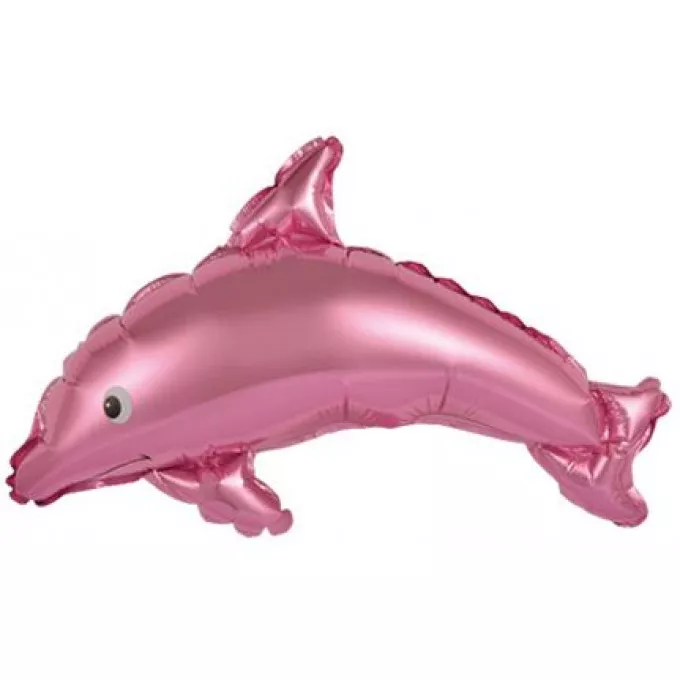 Воздушный шар фольгиированный К 15"/38 см Мини-фигура Дельфин Розовый