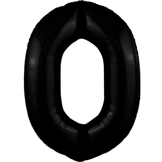 Воздушный шар фольгированный 40\'\'/102 см Цифра "0" Черный блеск Slim в упаковке