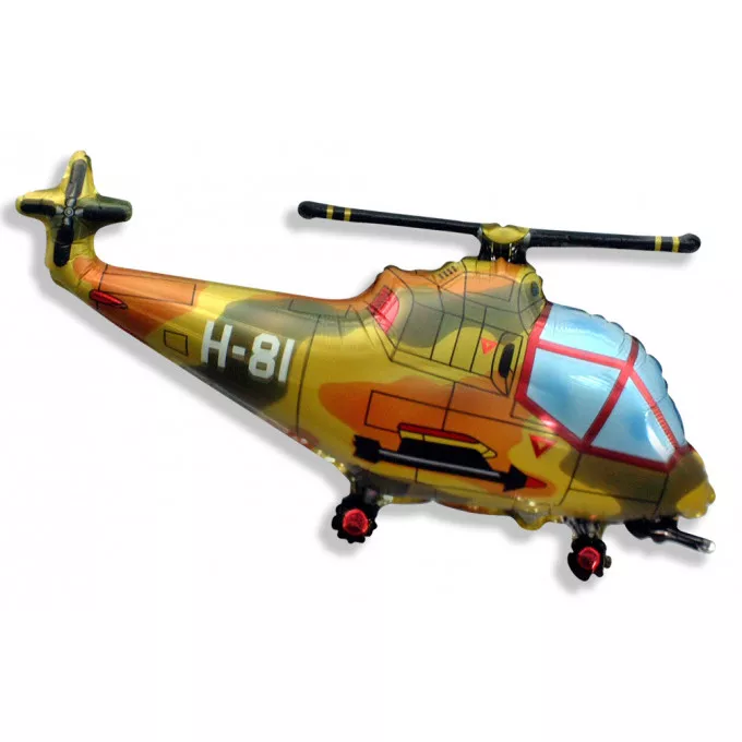 Воздушный шар фольгированнный 38" Фигура Вертолет военный 56*96см