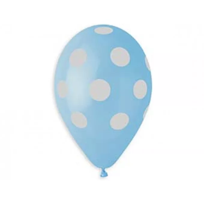 Воздушный шар латексный с рисунком 12" пастель шелкография Горошек на голубом
