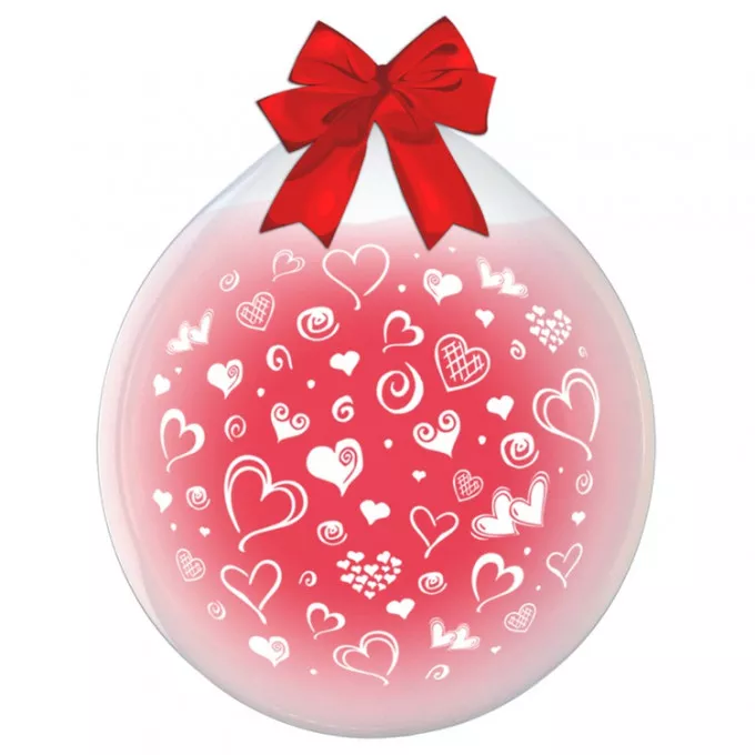 Воздушный шар латексный с рисунком 18" для упаковки Сердца