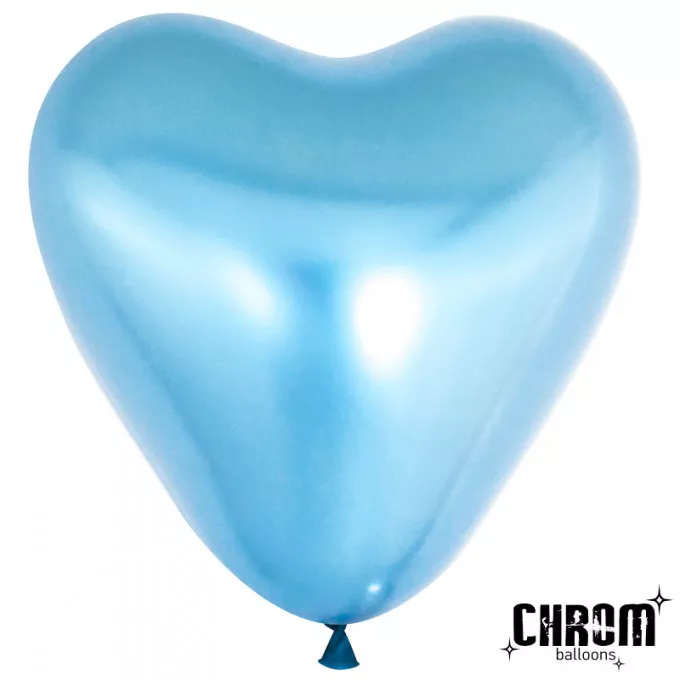Воздушный шар латексный 12''/30 см Хром Сердце Синий 50 шт