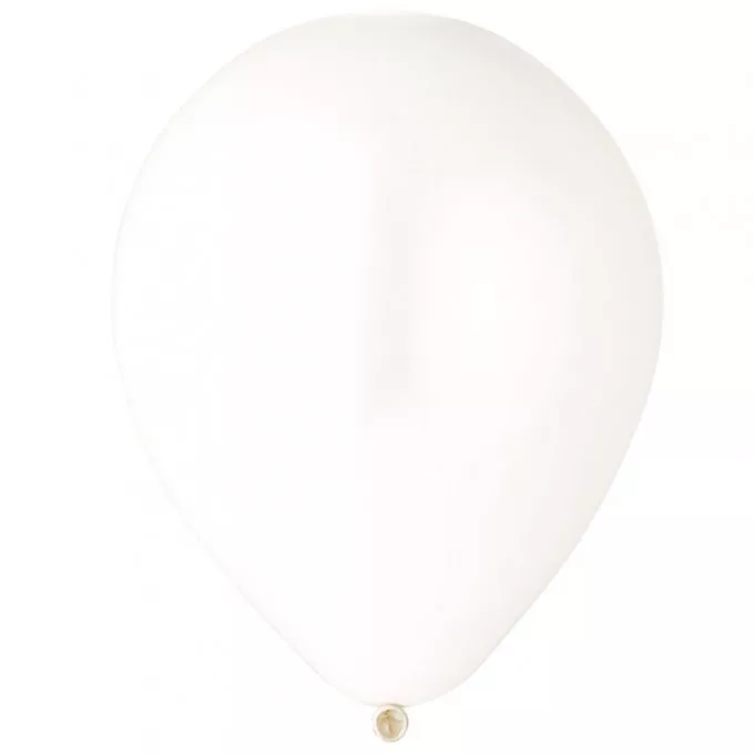 Воздушный шар латексный без рисунка 5"/29 Металлик Белый/ White