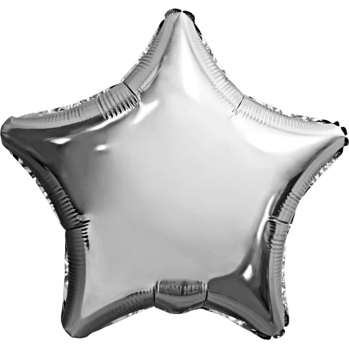 Воздушный шар фольгированный без рисунка 30" Звезда Серебро