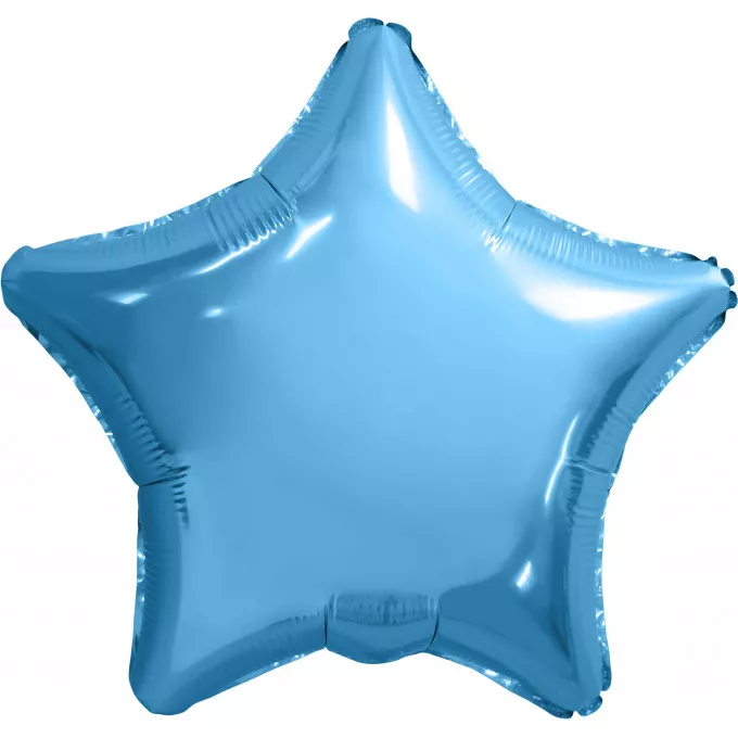 Воздушный шар фольгированный без рисунка 30" Звезда Холодный Голубой