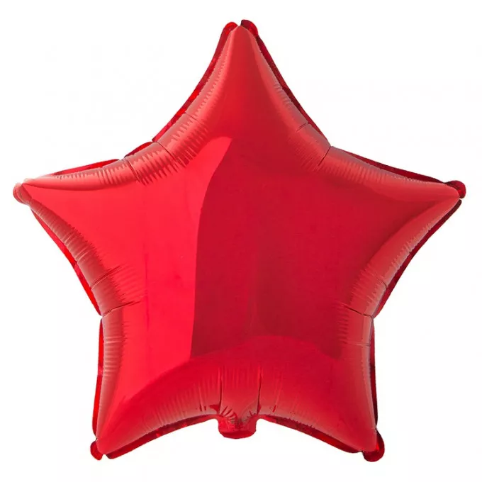 Воздушный шар фольгированный  9" ЗВЕЗДА  без рисунка  Металлик Красный/Red