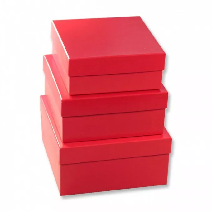 Коробка подарочная набор из 3 шт Квадрат 19,5*19,5*11 см КРАСНЫЙ