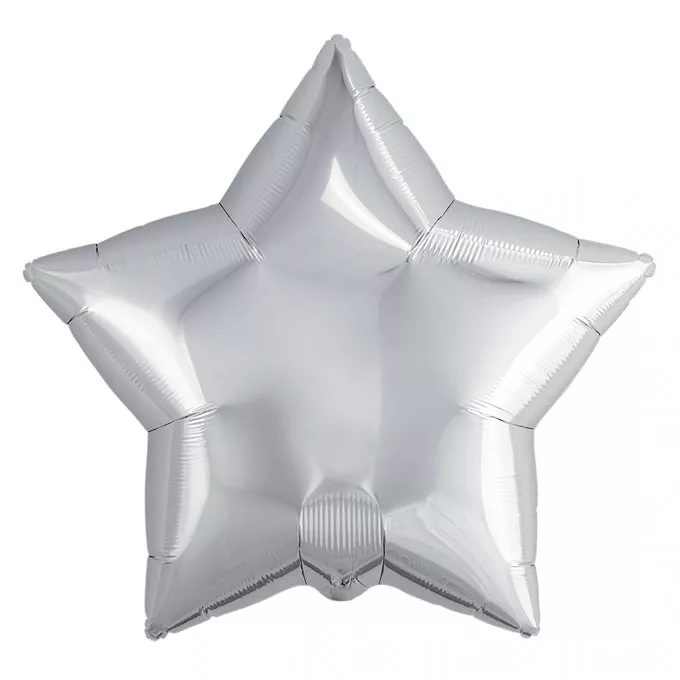 Воздушный шар фольгированный без рисунка 19''/48 см Звезда Серебро