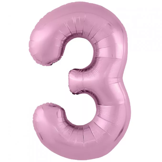 Воздушный шар фольгированный 40\'\'/102 см Цифра "3" Розовый Фламинго Slim в упаковке