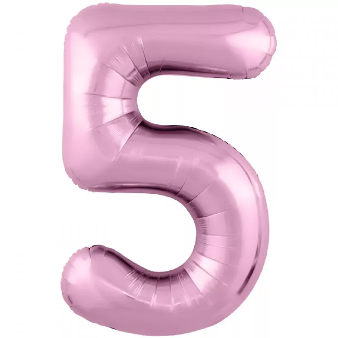 Воздушный шар фольгированный 40\'\'/102 см Цифра "5" Розовый Фламинго Slim в упаковке