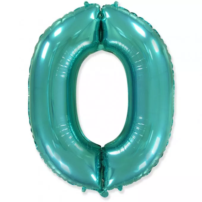 Воздушный шар фольгированный ЦИФРА 0 40"/102 см Тиффани/Tiffany в упаковке