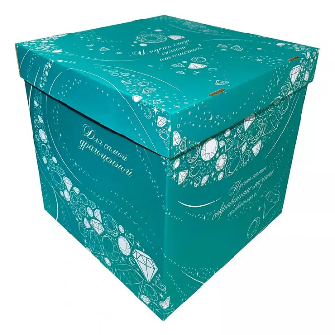 Коробка для надутых шаров 60см Бриллиант тиффани