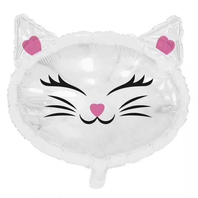 Воздушный шар фольгированный 26" Фигура Кошка белая голова 65 см в упаковке